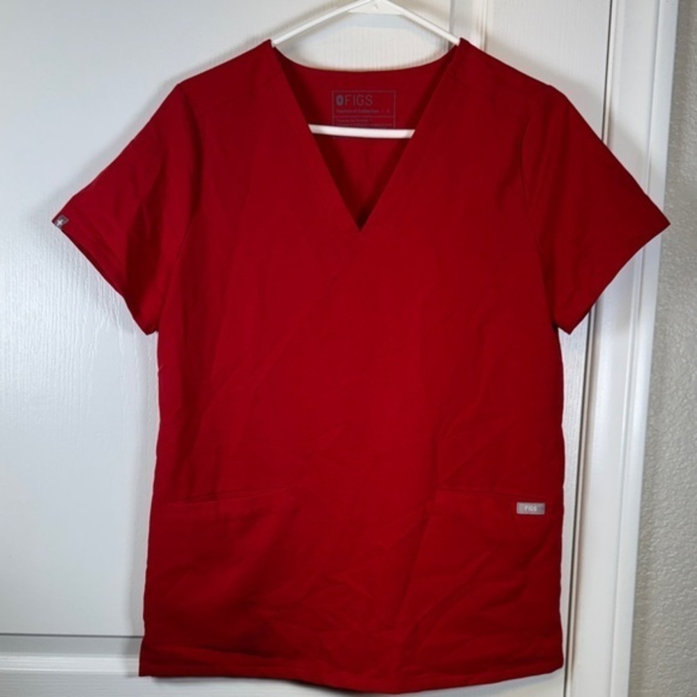 Figs Winning Red Scrub Top Casma Pharmacist Doctor Surgeon Nurse Small EUC #2051